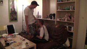 Innocent twink fucked at home for a gay casting