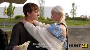 HUNT4K Blonde babe was so sad Hunter offered her fun and she loved to ride his big dick