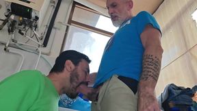 Old Mature Hung Big Cock Repairman Is Fixing the Washmachine for a Horny Couple