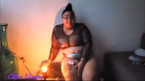 BBW Latina gets waxed and played with a candle