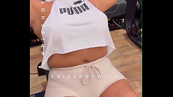 training in a loose-fitting blouse without a bra at a public gym