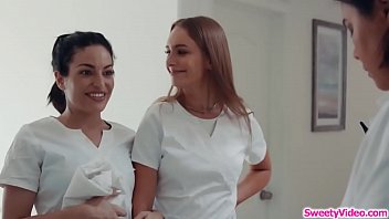 Lesbian masseuse toys her coworkers ass