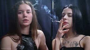 Two Seductive Smokers - Dark Room Tease &amp; Intense Eye Contact