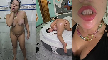 Vamos ver a gostosa se exibindo molhada tomando banho! DANÇANDO E PASSANDO ÓLEO NO CORPO NU
