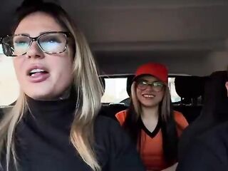 I found a cashier at the bus stop and asked her to be a porn actress! We started making out right there in public, kissing and sucking each other's mouths, and then we fucked in the car.