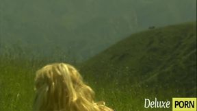Cowboy's blonde teen MILF gives blowjob and rides hard