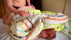 Skinny girl's cheating wife prank on stepdad leads to doggystyle fuck and creampie