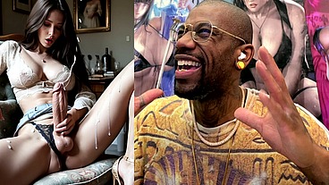 Tall Transgender Shooting Pure White Cum Out Of Her Thicc Ass Girl Cock, AI Generated