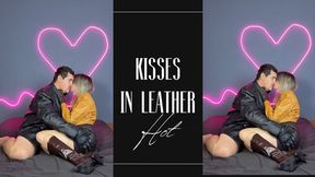 passionate kisses hot in leather couple