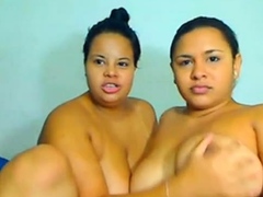 Latin BBW  Lesbian kiss each other and play with big boobs