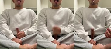 Japanese hunk whacks massive dick at 4 am and guzzles his own cum milk