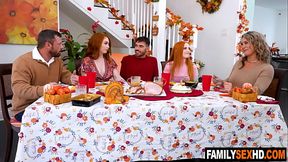 Ginger stepsisters compete for their friend'_s cock