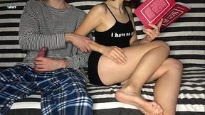 Step Brother Put Step Sister Hand On His Dick But She Didn'_t Know He Had Skillful Hands and Orgasming