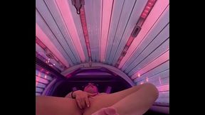 Tattooed Girl Masturbate in the Solarium