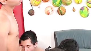 Stunning Latino twinks moan from pleasure in kinky orgy