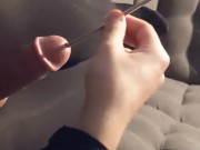 Crossdresser in Stockings tries Sounding