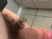Huge Cumshot on shower door, then shave my pubes