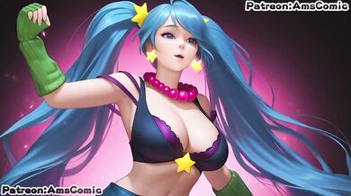 Sona’s big tits swallowed whole in rough League blowjob