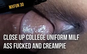 Close up college uniform milf ass fucked and creampie