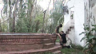 Militarized twinks dick sucking outdoors before fucking balls deep and rough