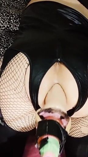 Riding Big Dildo and Cumming