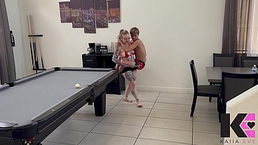 Small But Strong Babe Lifts & Carries Skinny Man