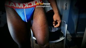 Me, in My Jockstrap Showing off My Fat Bulge, Then Commando in My White Shorts