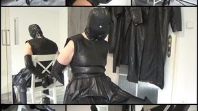 Leather wife with bondage hood (handcuffs behind the back)