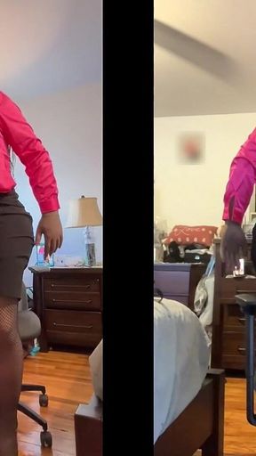 Black Baby Danae in Sexy Skirt Suit Hitching up Her Skirt