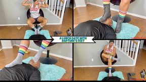 A Lunch date with Rapture's Feet - Goddess Rapture's Slave Takes Her Foot Humiliation as Shoe - He Services Her Converse and Hot Socks - UltraHD (MP4)