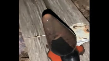 Slut task hot sauce butt plug public train tracks