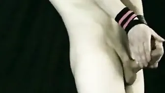 Emo femboy tied up and jerking his cock until he cums