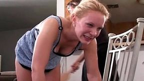 Blonde MILF gets bent over knees to get