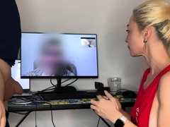 I show to my husband’s cock close to webcamera, she is