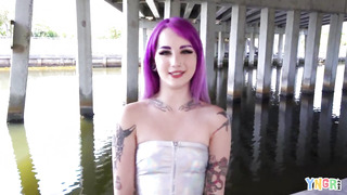 YNGR - Warm Tattooed Purple Hair Goth Teenager Gets Romped (Val Steele)