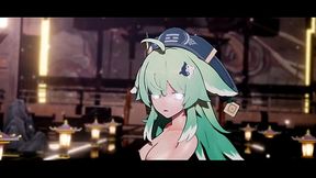 Honkai Star Rail Huohuo Hentai Fox Girl Kitsune Nude Dance Hit And Run Mmd 3D Emerald Tail (CLIP)