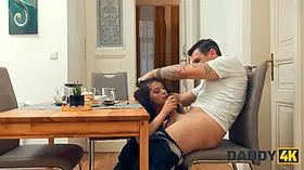 Daddy4k. small-titted brunette is masterly cheating on her boyfriend in the next room