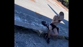 Amateur boy spied freeballing and exposing his boner