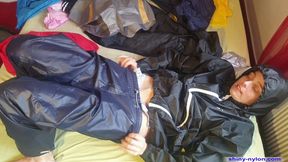 Orgasm fully clothed in shiny nylon wear - 167