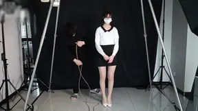 Cute office lady tied up in rope bondage game