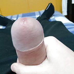 Lubricant flows from a big penis like a girl&#039;s pussy during a fuck