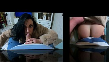 Naked in My Fur Coat, Deep Blowjob, Doggy Fuck and Cum on Satin Lining