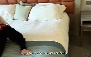 hot stepmom and  share a bed in a hotel