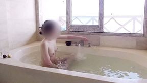 bathing scene at a resort hotel
