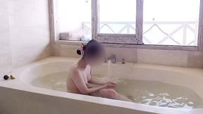 bathing scene at a resort hotel