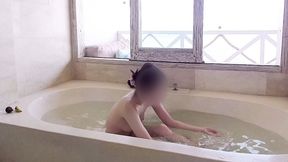 bathing scene at a resort hotel
