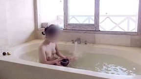 bathing scene at a resort hotel