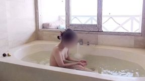 bathing scene at a resort hotel