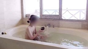bathing scene at a resort hotel