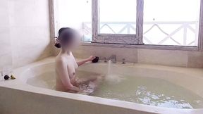 bathing scene at a resort hotel